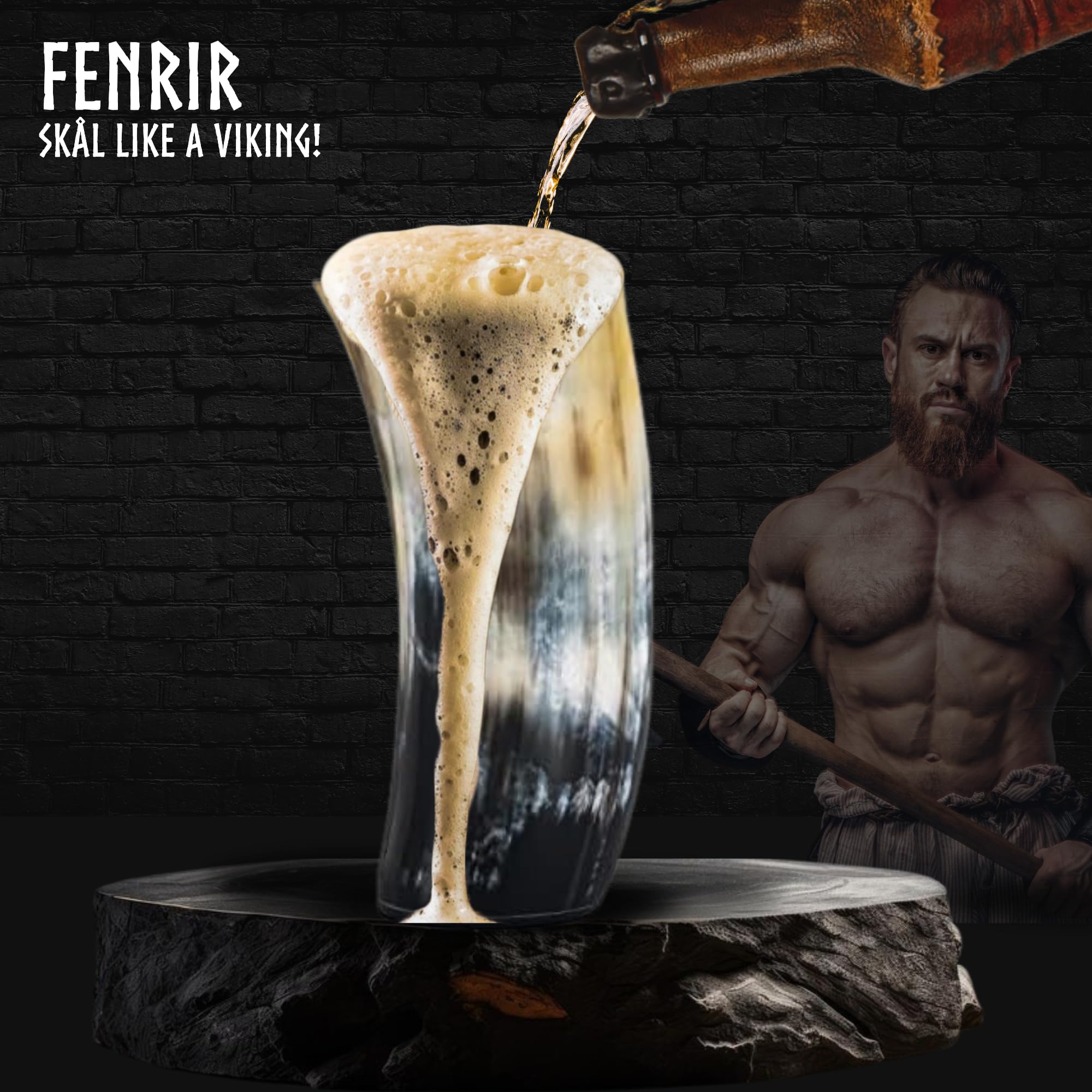 FENRIR 16 oz capacity ideal for beer, mead, or ale