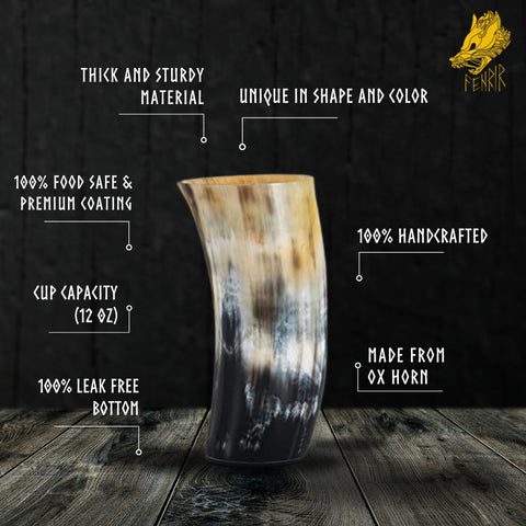FENRIR horn mug features leak-proof bottom for spill-free sipping