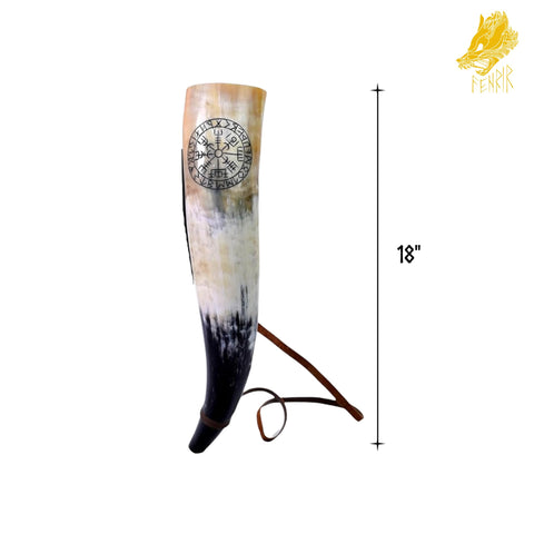 FENRIR Viking Horn with compass finish adds rustic charm to decor.