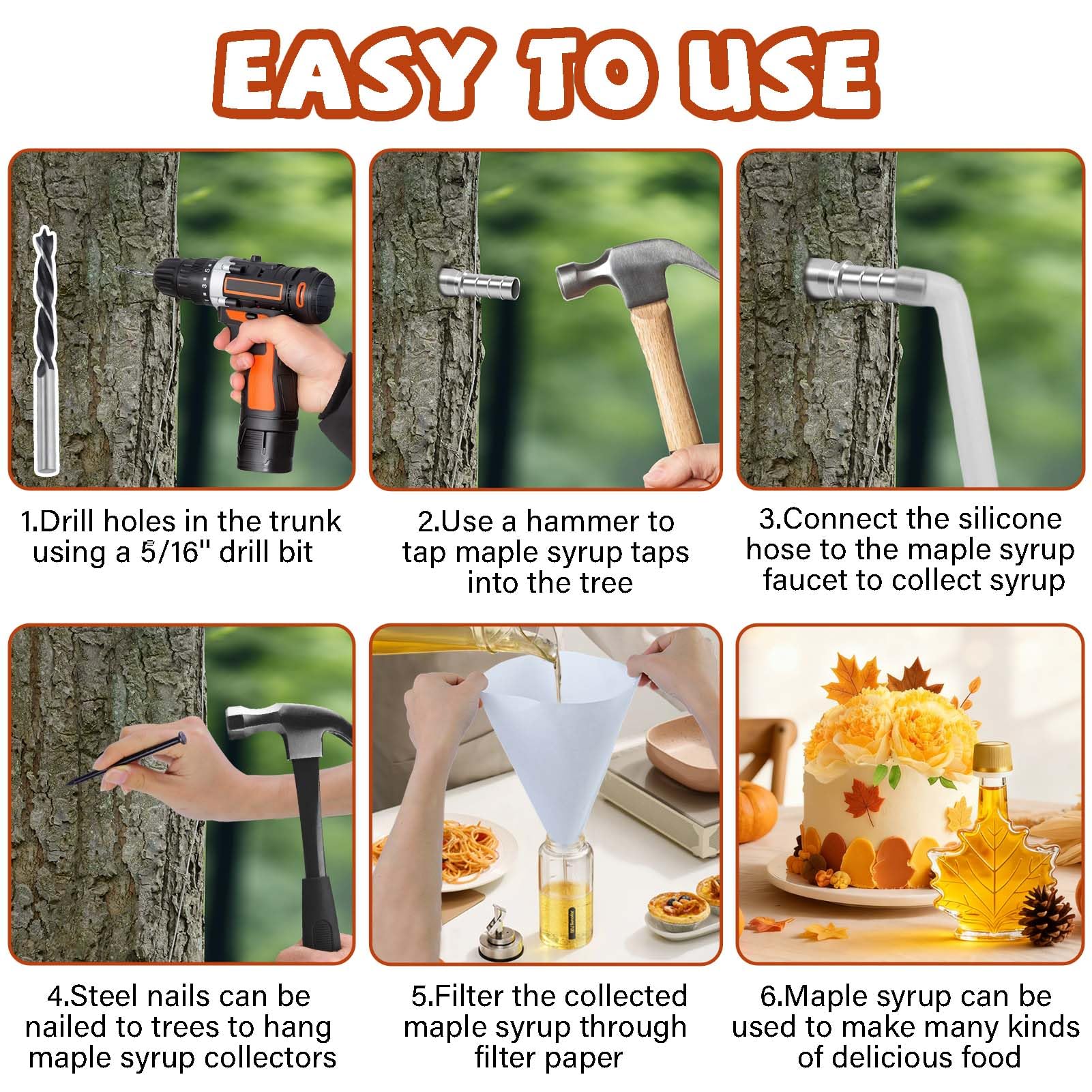 Feoang steel nails used to hang sap containers