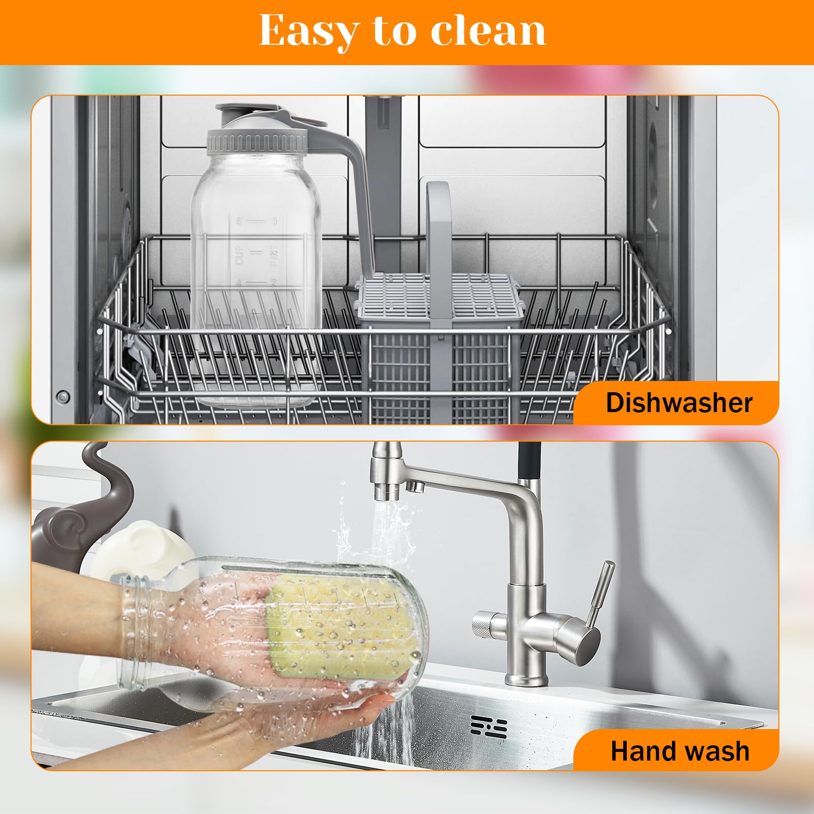 FEODSEW flip-top lid pitcher demonstrating easy access