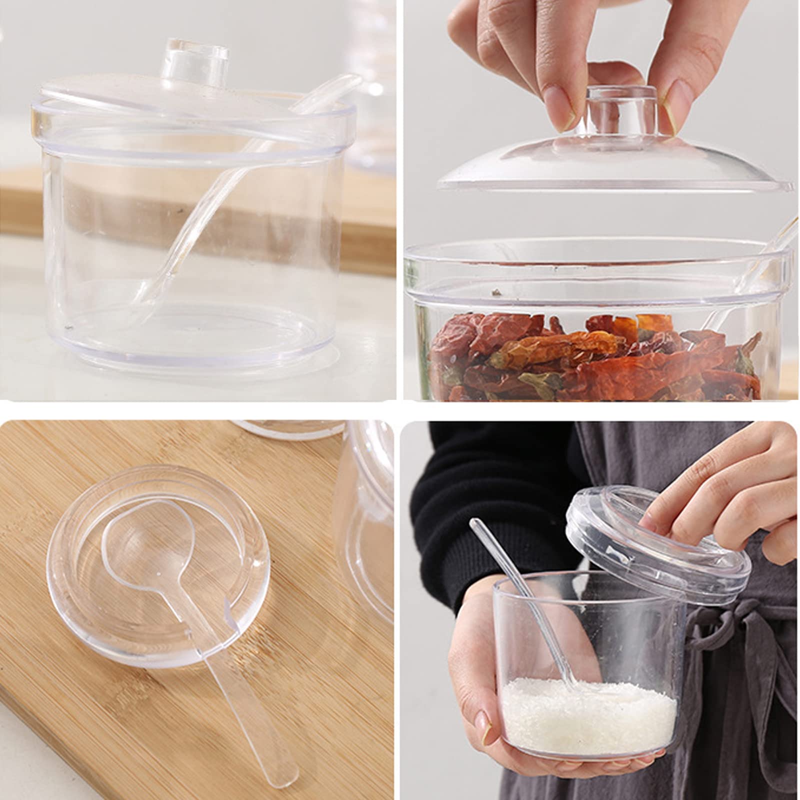 FEOOWV clear acrylic herb storage jar 210ml for pantry freshness.