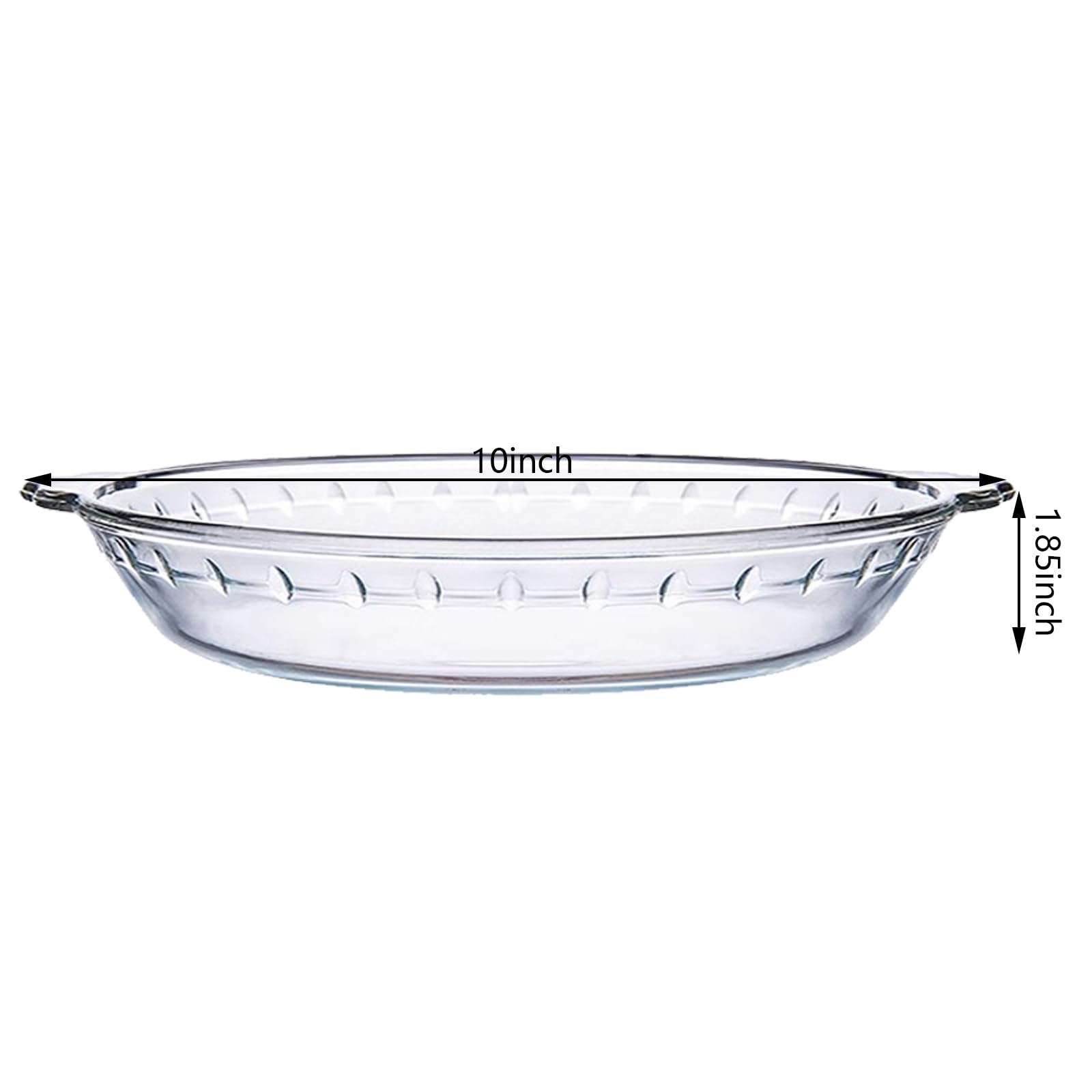 FE0OWV glass baking dish showing clear surface, oven and microwave safe