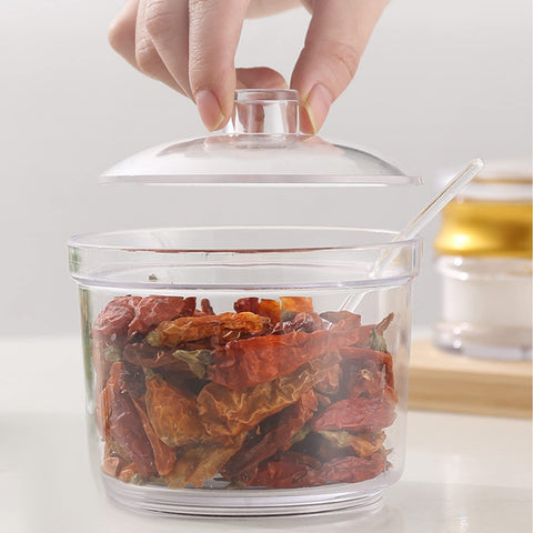FEOOWV salt sugar tea jar set in clear acrylic for versatile condiments.