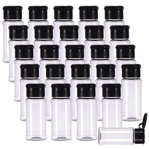 FEOOWV 25-pack empty spice bottles with 75ml capacity for organized pantry storage.