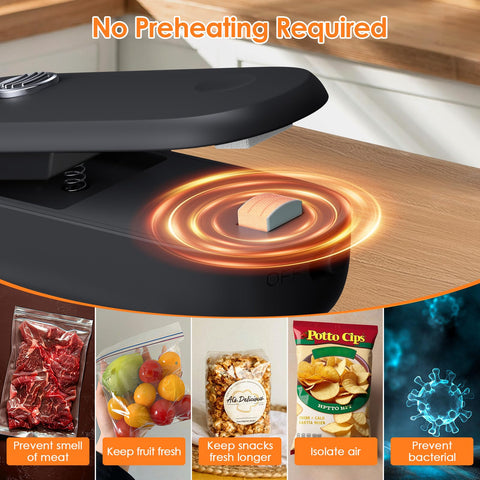 FEPPO bag sealer magnetic attachment on fridge for quick access.