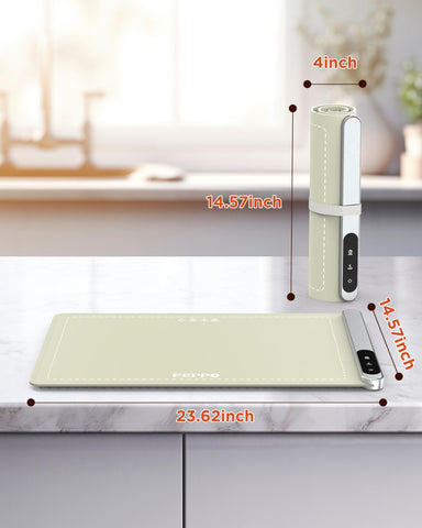 FEPPO Food Warming Mat durable, stain-resistant kitchen surface.