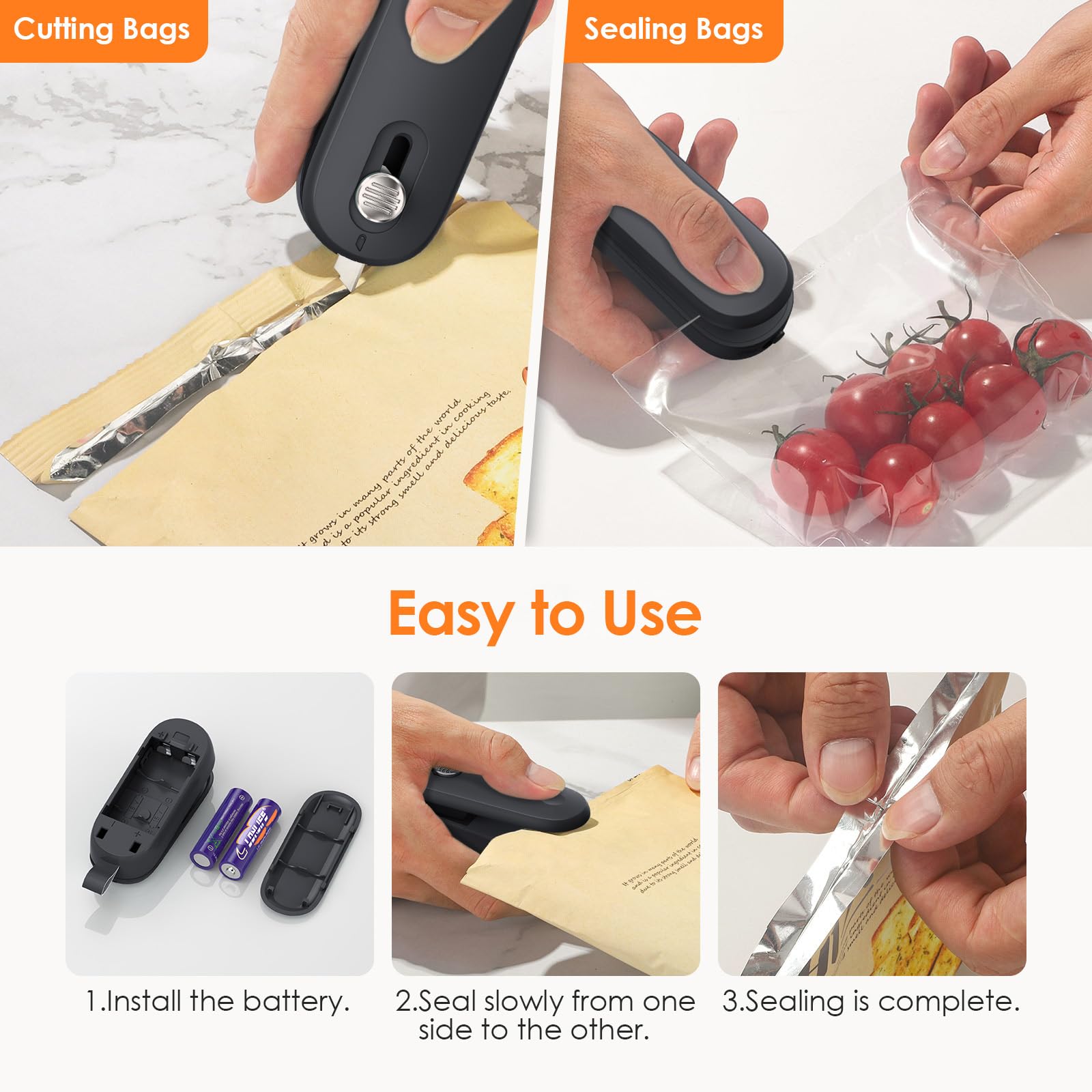 FEPPO mini bag sealer cutter in action for clean openings and tight seals.