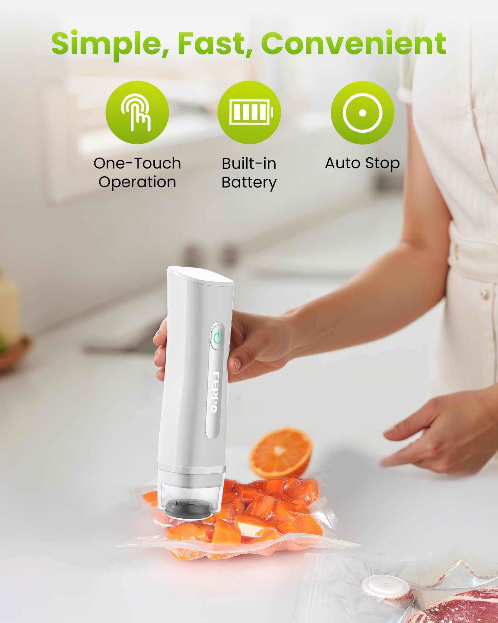 Fast sealing of dry foods with FEPPO handheld sealer