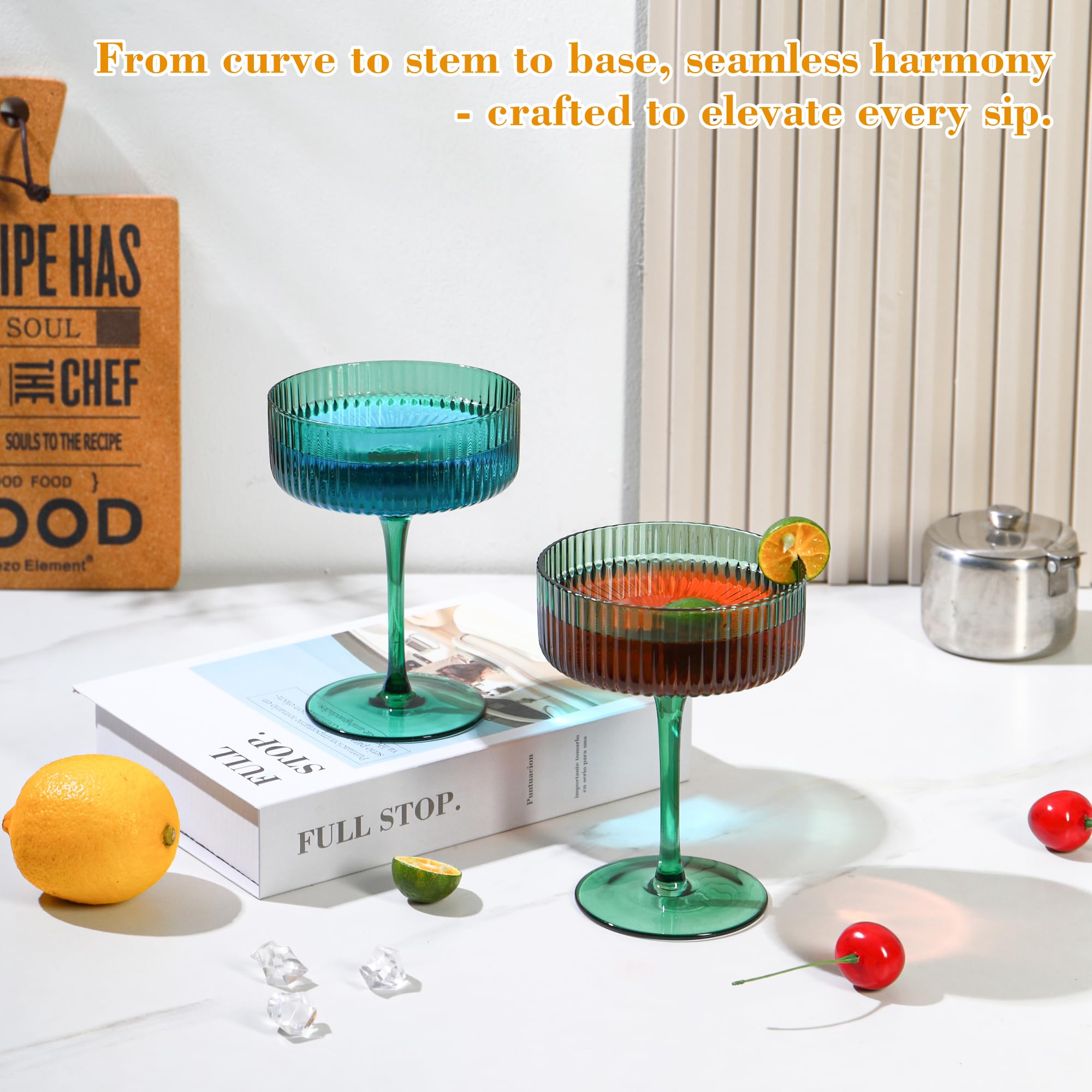 FERAHI ribbed design adds tactile elegance to any home bar.