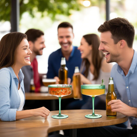 FERAHI vibrant-green crystal glasses catch light for festive entertaining.