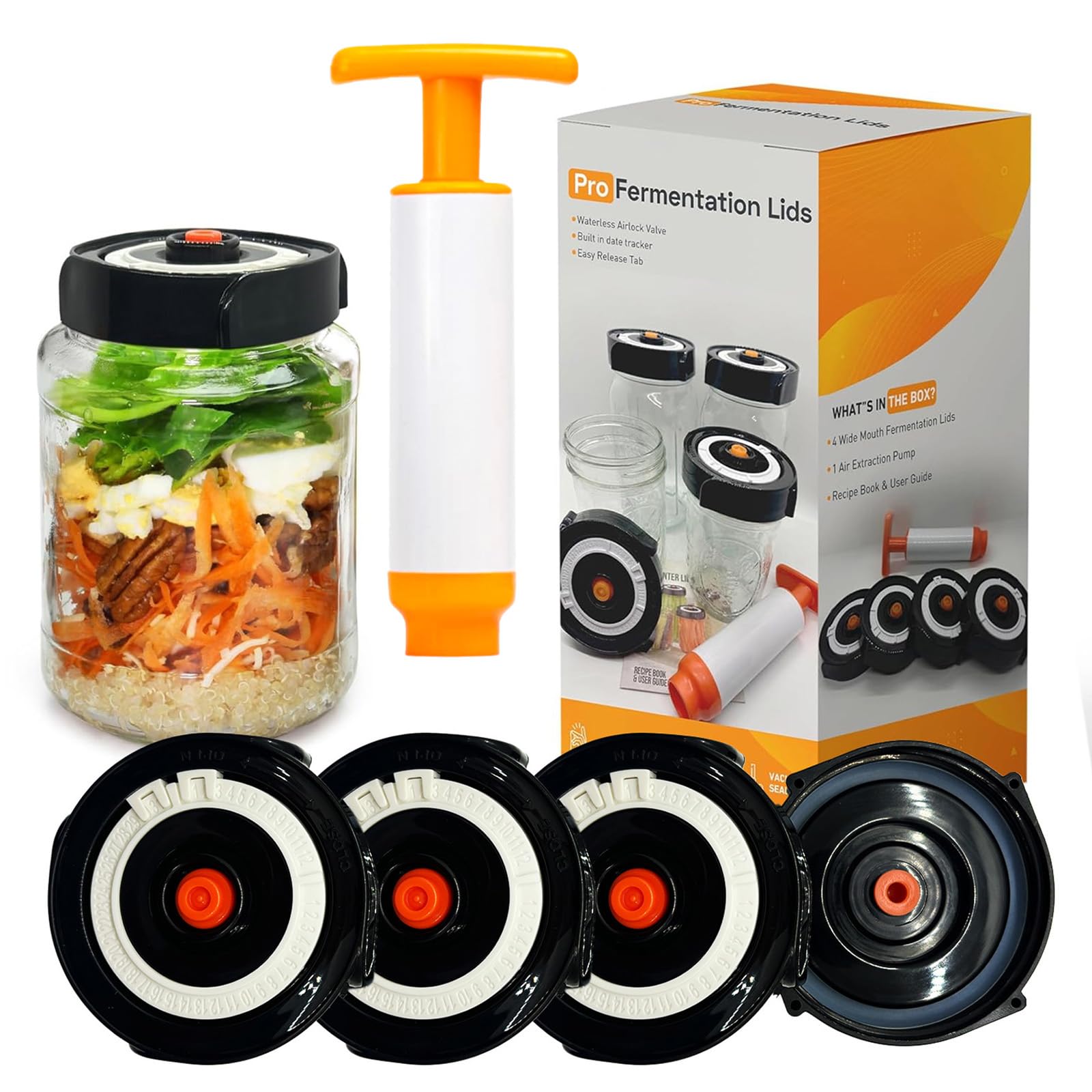 Fermenter Lids: four wide-mouth lids with airlocks for reliable gas release