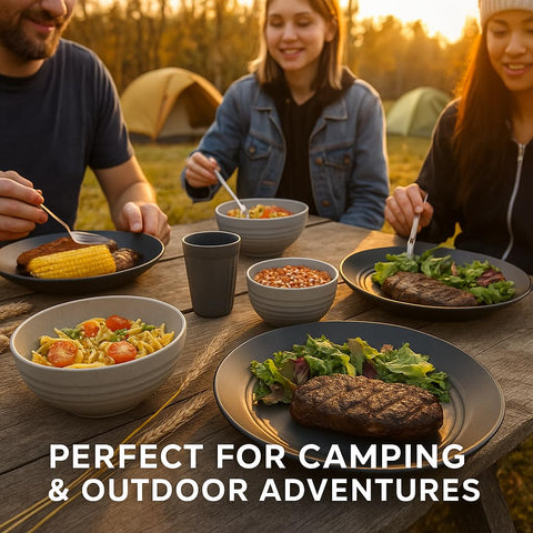 Dishwasher-safe Fern & Soul dinnerware for easy cleanup after meals.