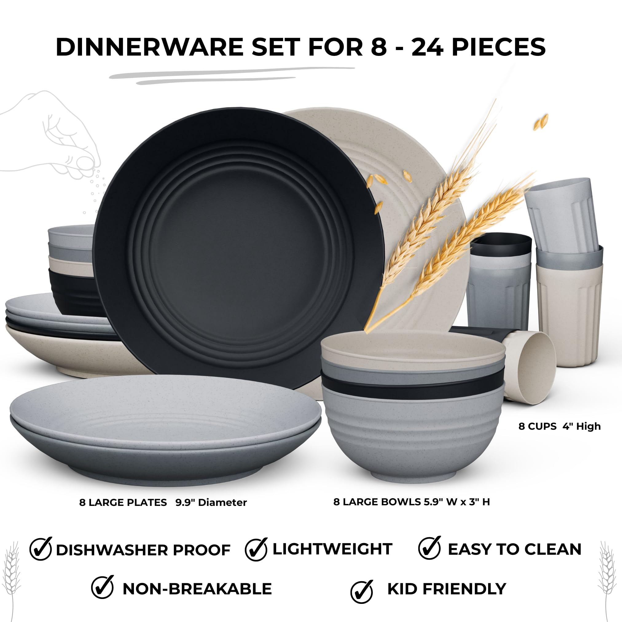 Fern & Soul bowls in charcoal show durable, shatterproof design for family dining.