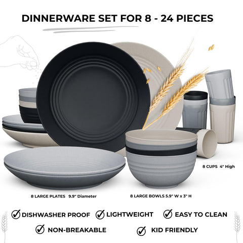 Fern & Soul bowls in charcoal show durable, shatterproof design for family dining.