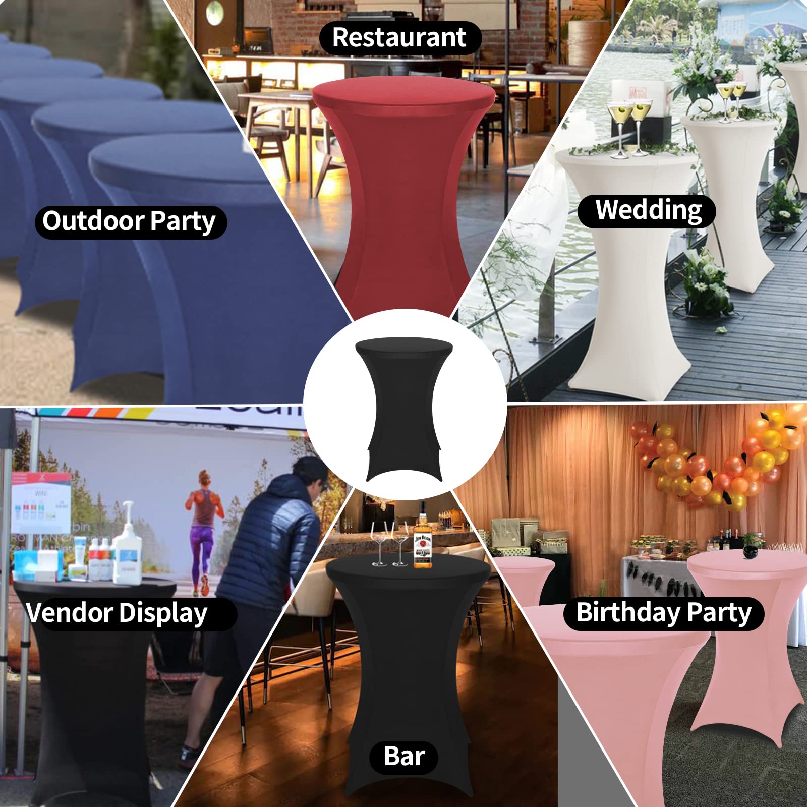 FestiCorp bar/restaurant setup benefits from a secure, slip-free decorative table cloth.