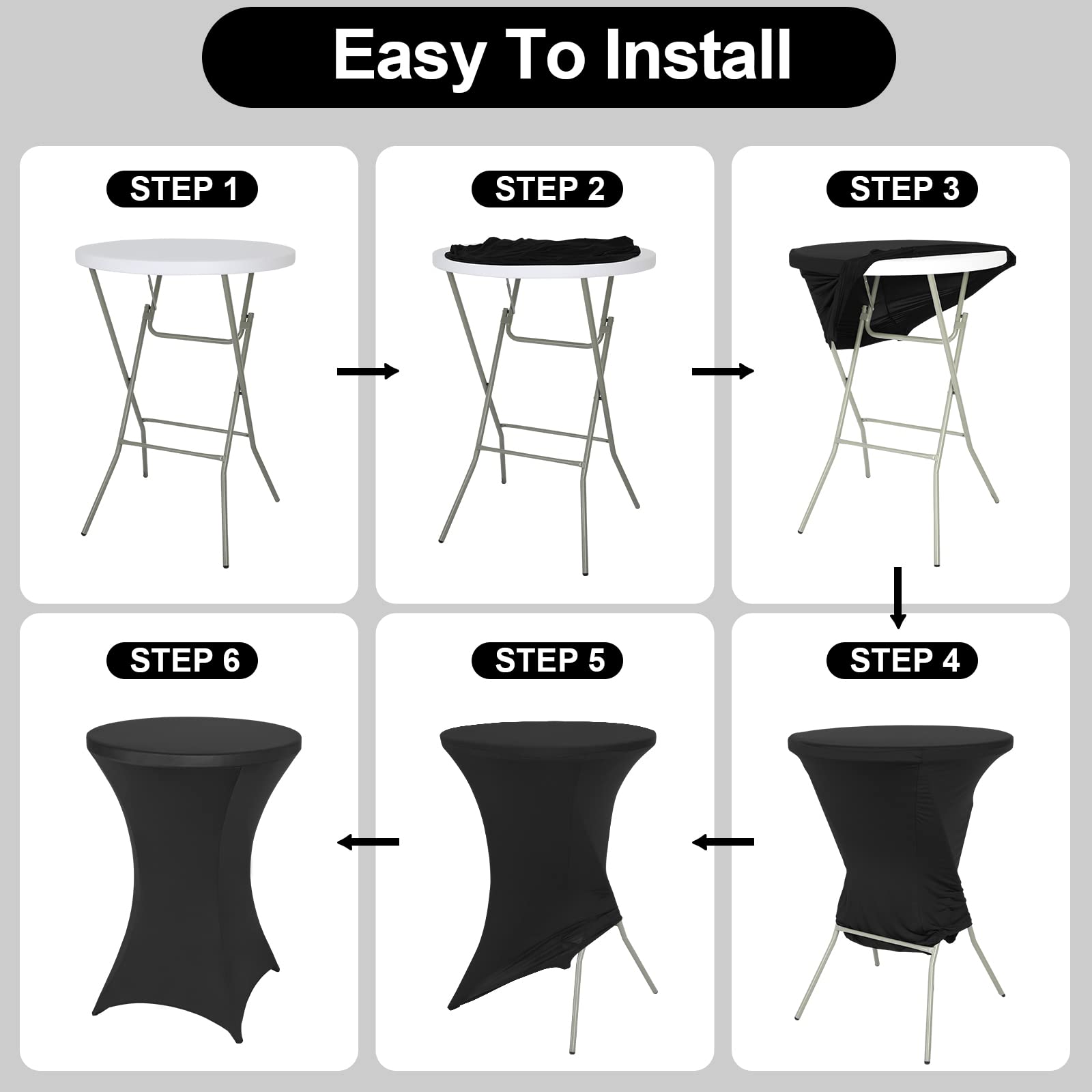 FestiCorp round table cover provides a tailored look for weddings, birthdays, and banquets.