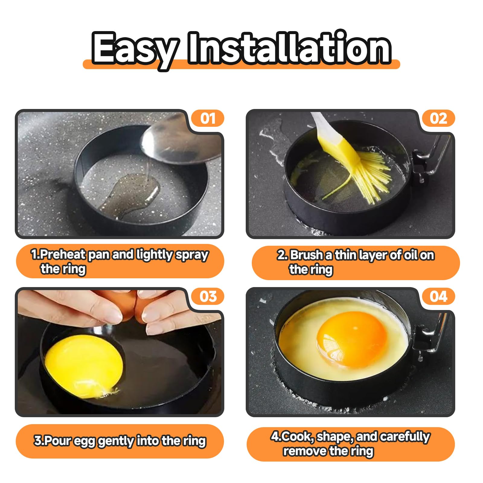 Fevbcnrj egg rings on a griddle help you create evenly cooked, round eggs.