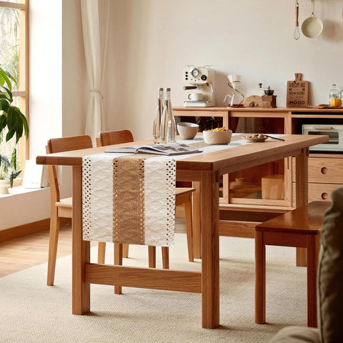 FEXIA boho table runner on a dining table elevates casual meals.