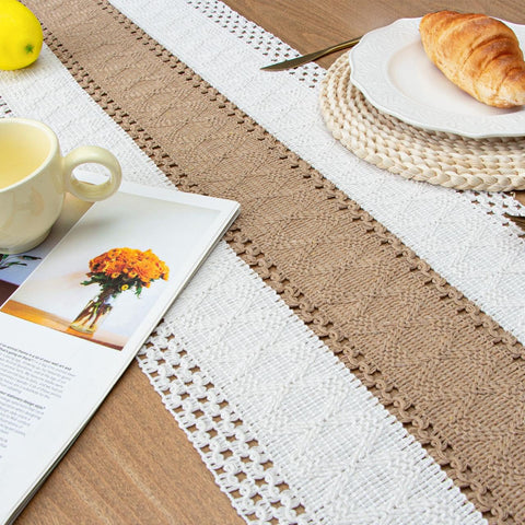 FEXIA boho table runner brightens living room centerpieces and decor.