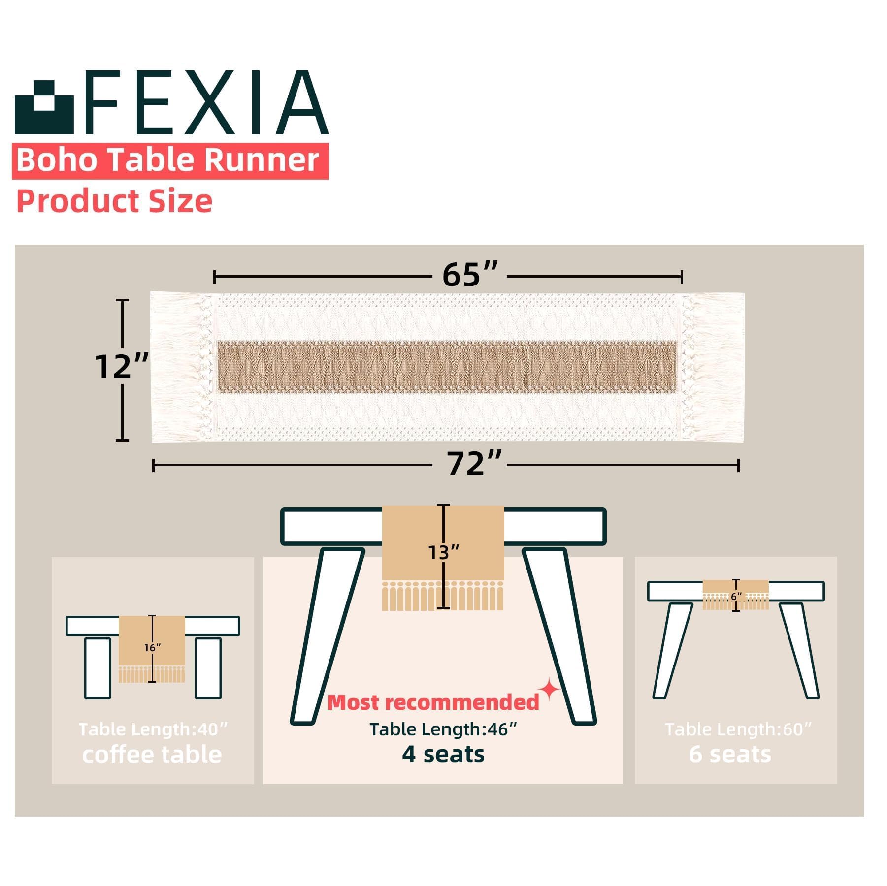 FEXIA Boho table runner macrame closeup highlights durable handmade texture.