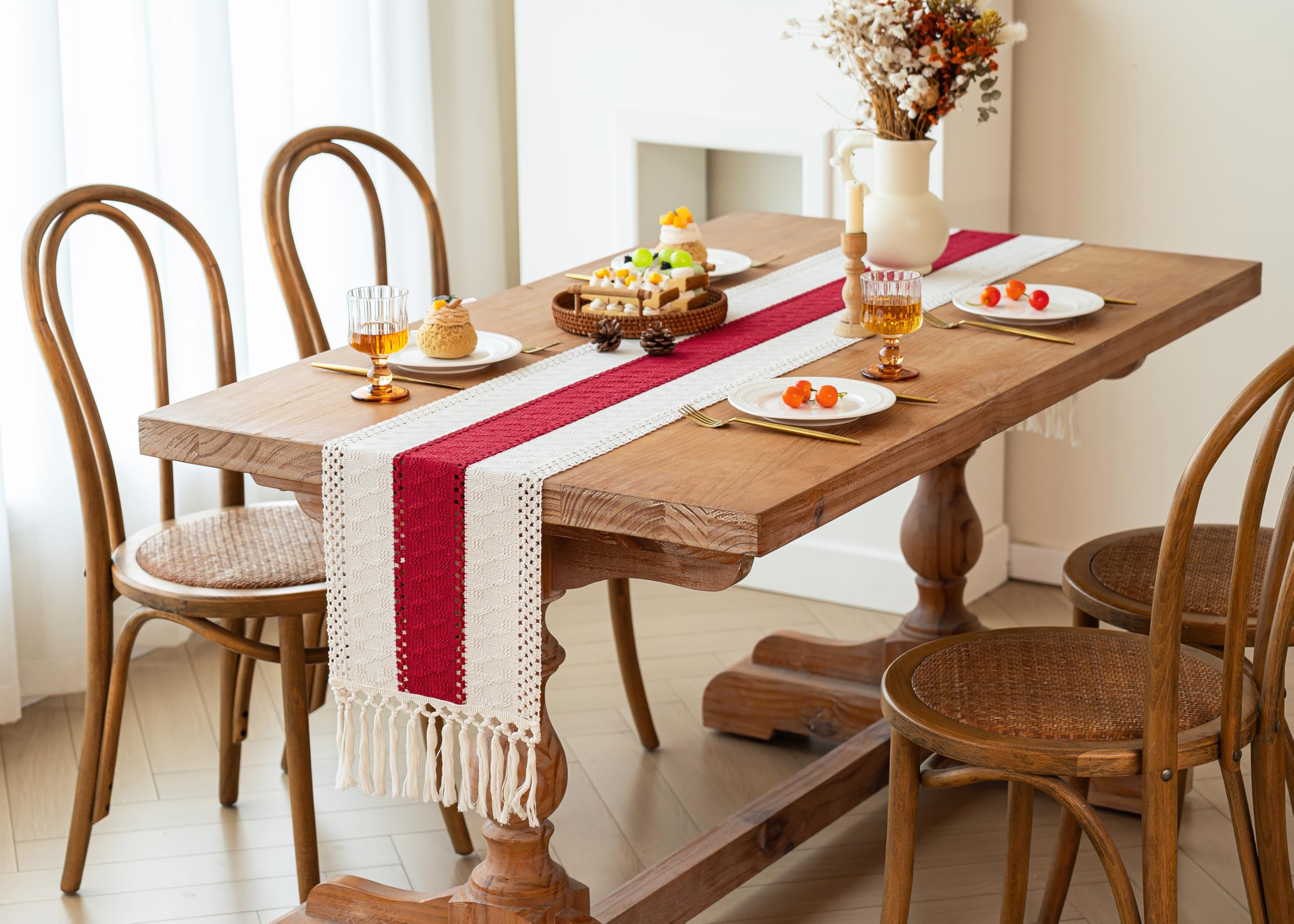 FEXIA kitchen or dining room table runner adds warm texture and color.