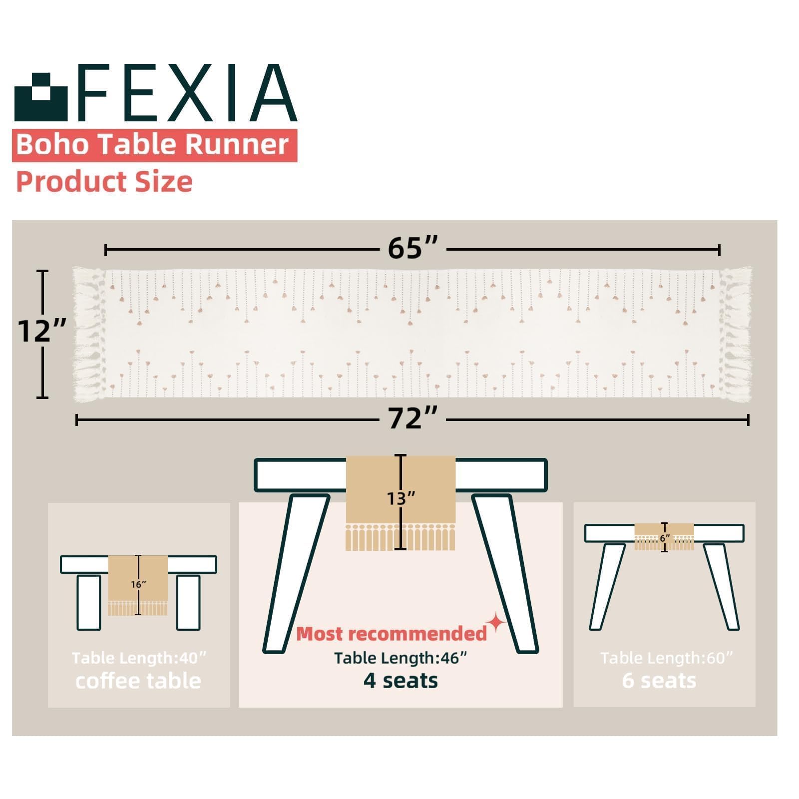 FEXIA macrame table runner in a dining setup enhancing cozy farmhouse vibes