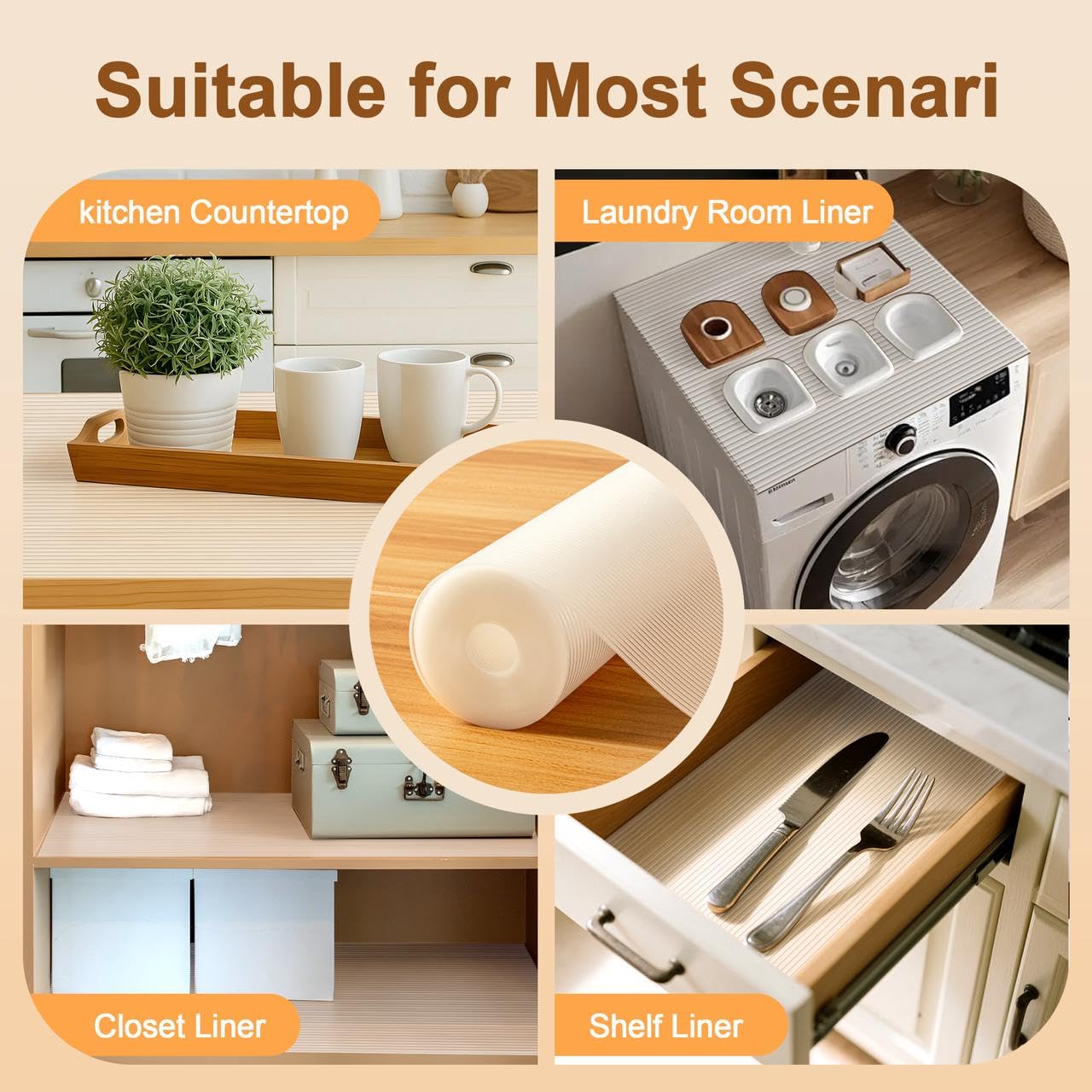 FEXIA multipurpose liner keeps small items organized on pantry shelves
