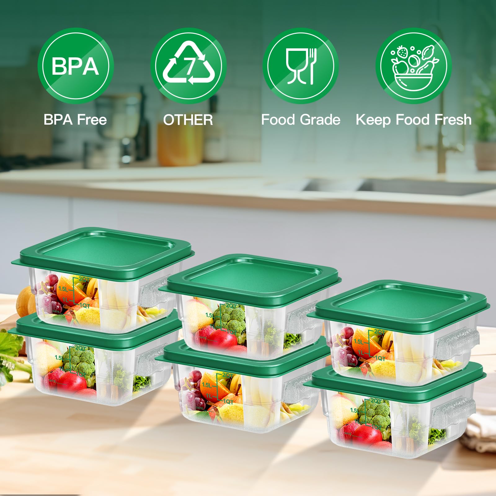 FeyBuosk square clear containers with handles for portable pantry organization