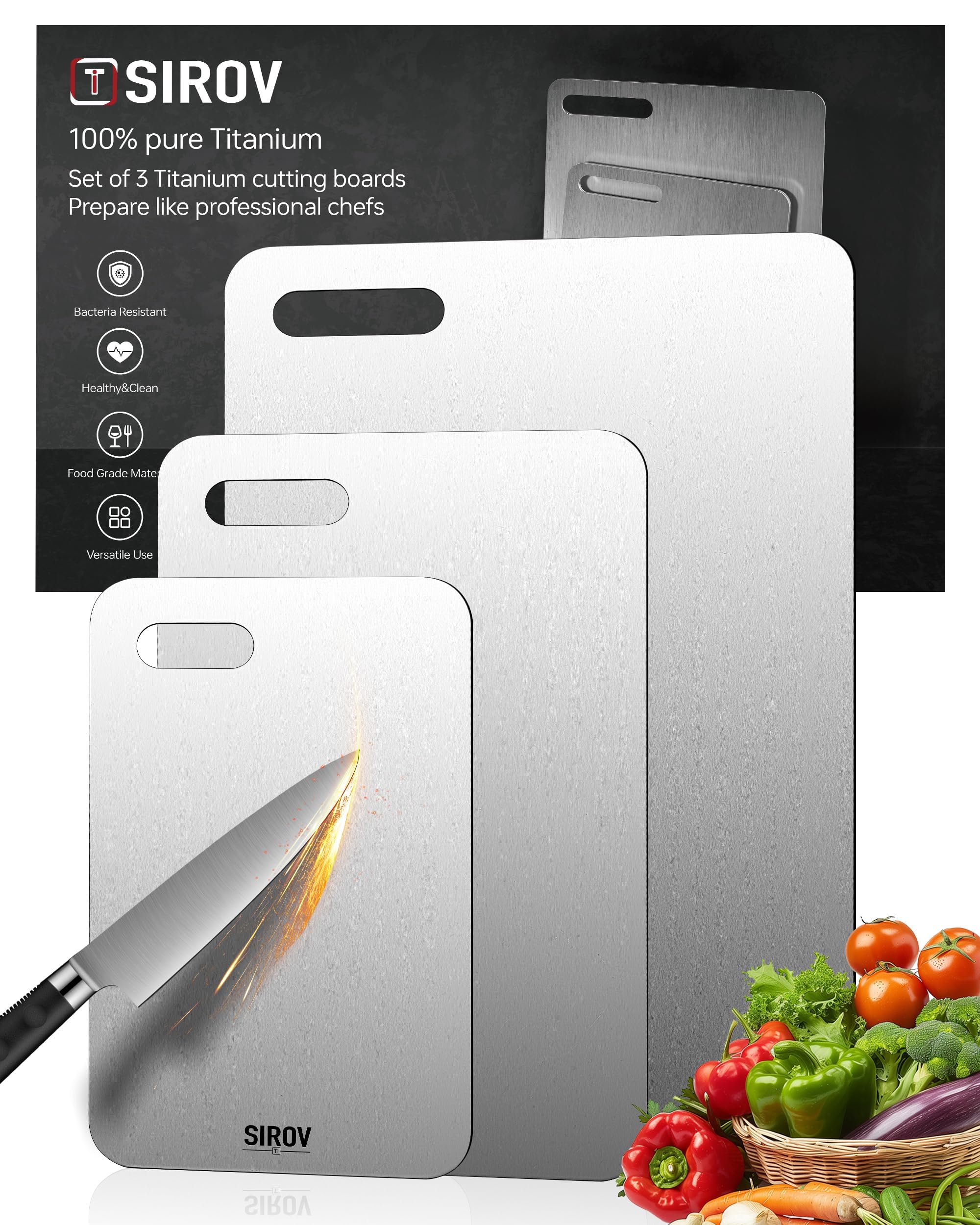 FGJ Katuchef titanium board 16x10 dimension with a non-porous surface for quick cleanup.