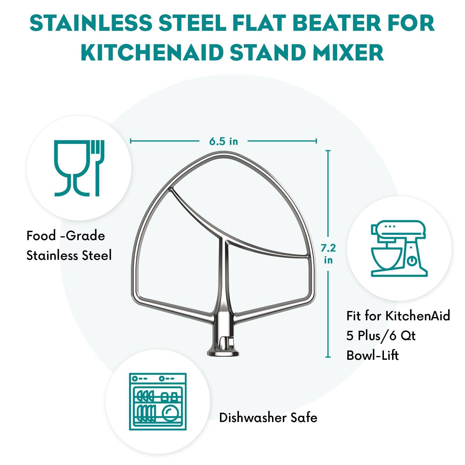 Fgreeble compatible with 5 Plus and 6 Qt mixers for versatile kitchen use.