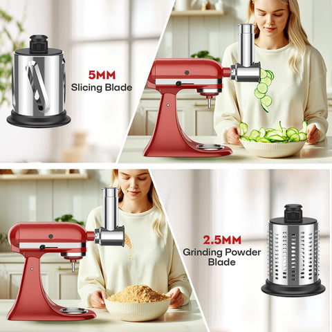 FGREEBLE grating action with 3mm fine grate for hard ingredients.