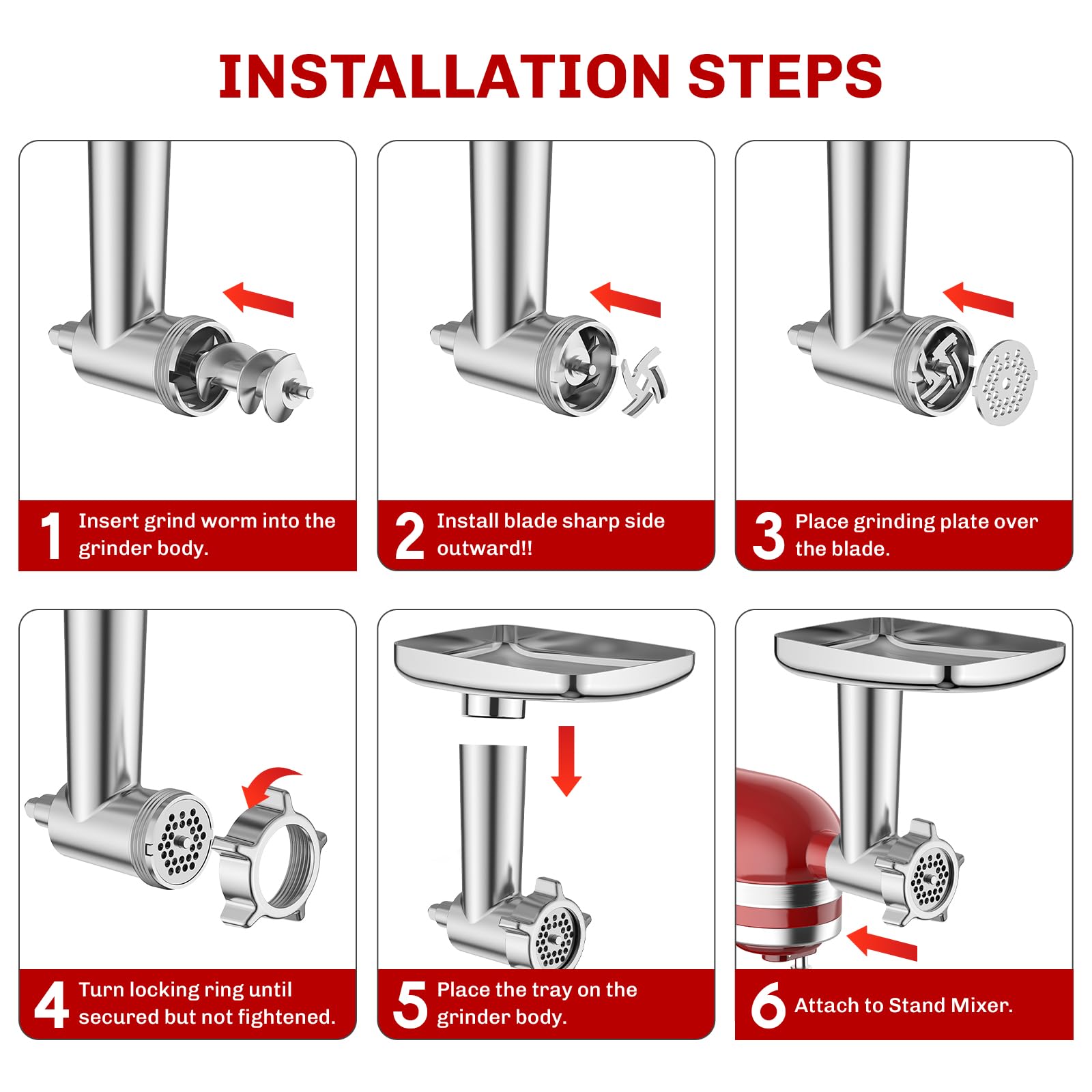 Fgreeble attachment installed on KitchenAid for tool-free setup