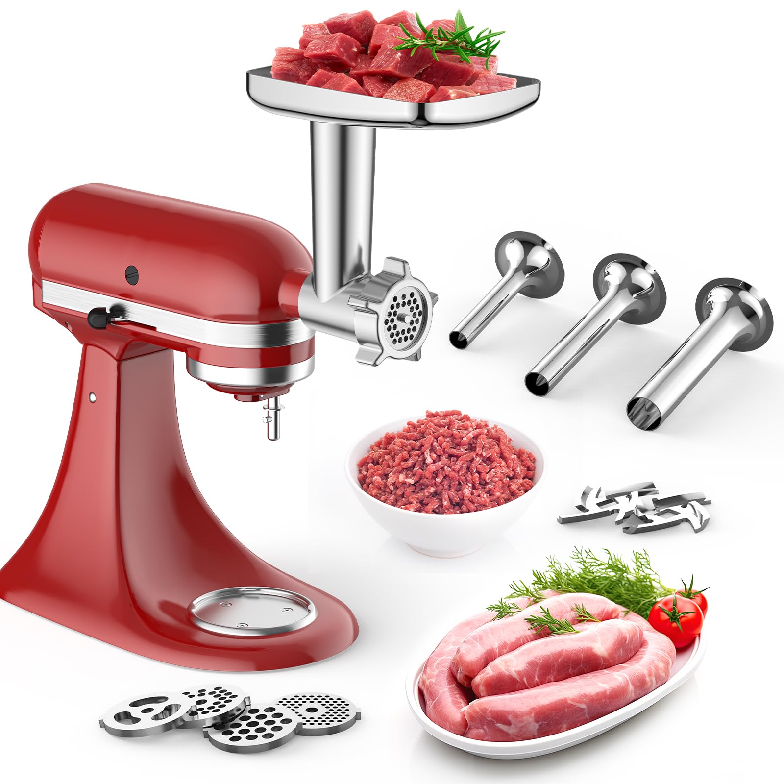Fgreeble attachment showing sausage tubes for homemade fillings