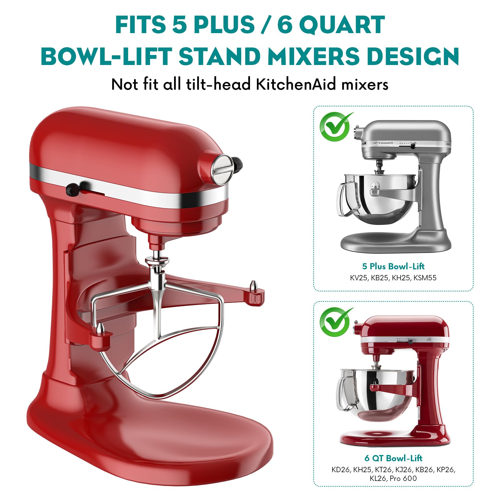 Fgreeble paddle attachment close-up highlights durable stainless steel for long-lasting performance.