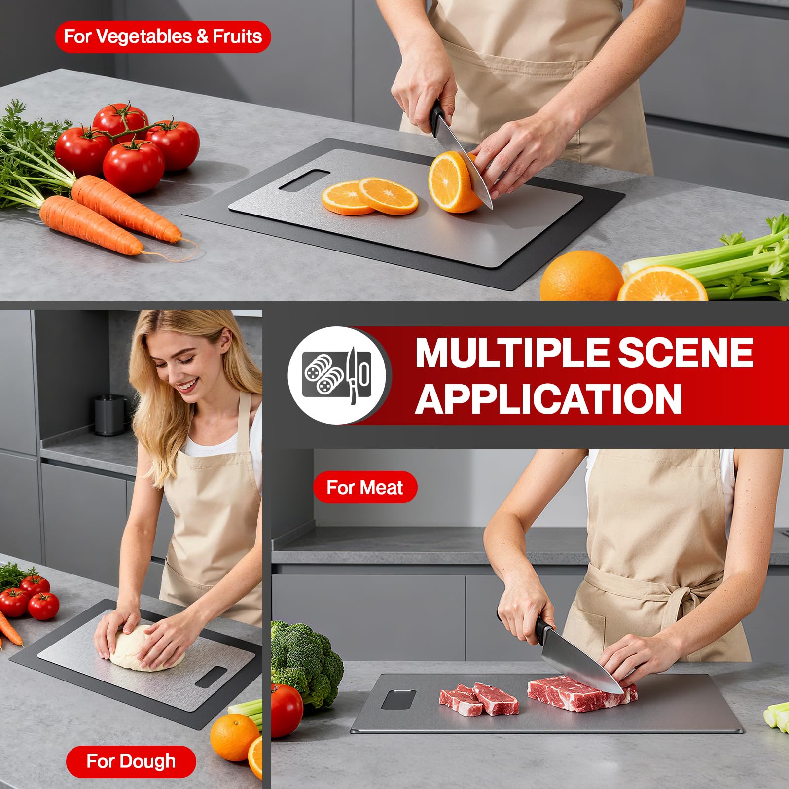 Fgreeble titanium cutting board set 3 medium board ideal for fruit and veggie prep.