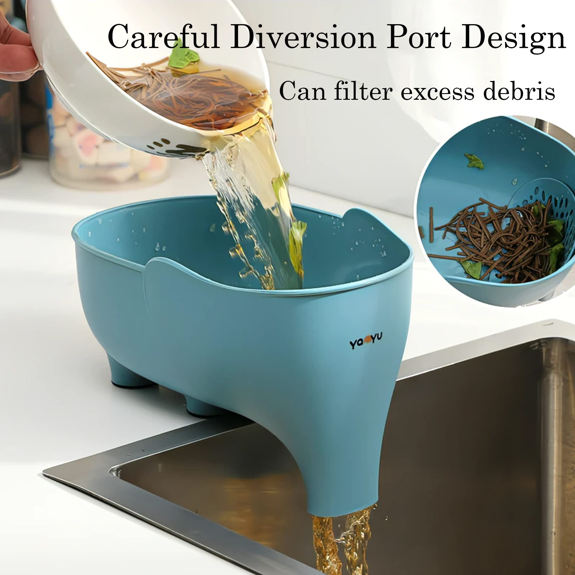 FHTECO compact design keeps your sink tidy while rinsing and draining ingredients.