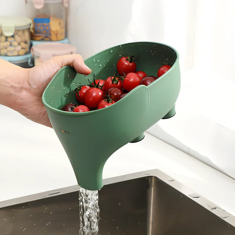 FHTECO multi-use strainer handles draining, washing, and storing veggies, pasta, and canned foods.