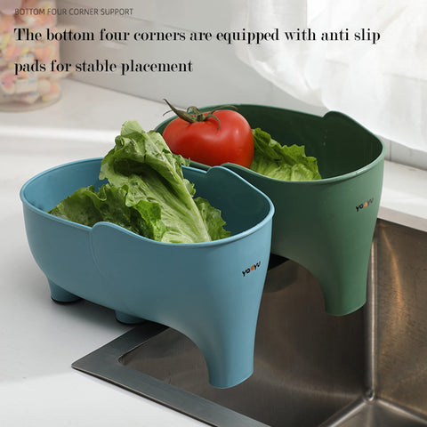 FHTECO stable kitchen drain basket stands four legs for steady washing and draining.
