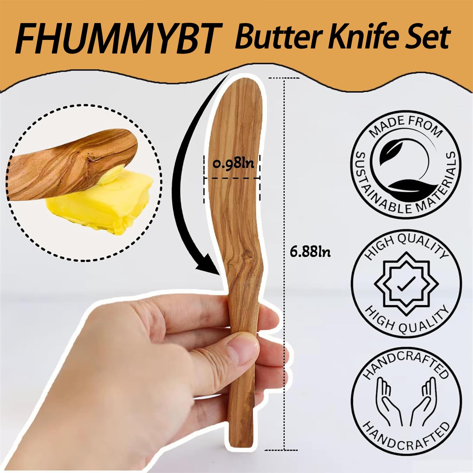 FHUMMYBT handle-detail butter knife emphasizing comfortable grip for easy spreading.