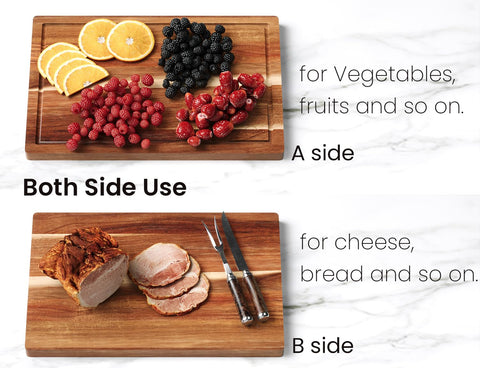 Fibogollo medium acacia board perfect for fruit slicing and prep.