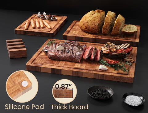 Fibogollo bamboo cutting board small with juice groove for fruit prep