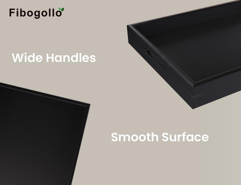 Fibogollo bamboo serving tray small size with black finish, handy for condiments and utensils.