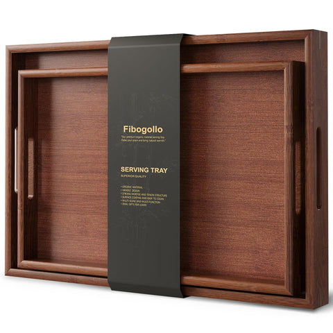 Fibogollo bamboo tray large with handles for easy serving and tabletop presentation.