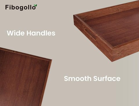 Fibogollo bamboo tray small with handles ideal for condiments and organized tables.