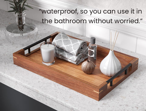 Fibogollo tray with metal handles designed for a comfortable grip during carrying