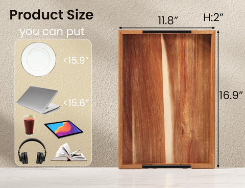 Fibogollo acacia tray handles daily meals, beverages, and entertaining setups with versatility.