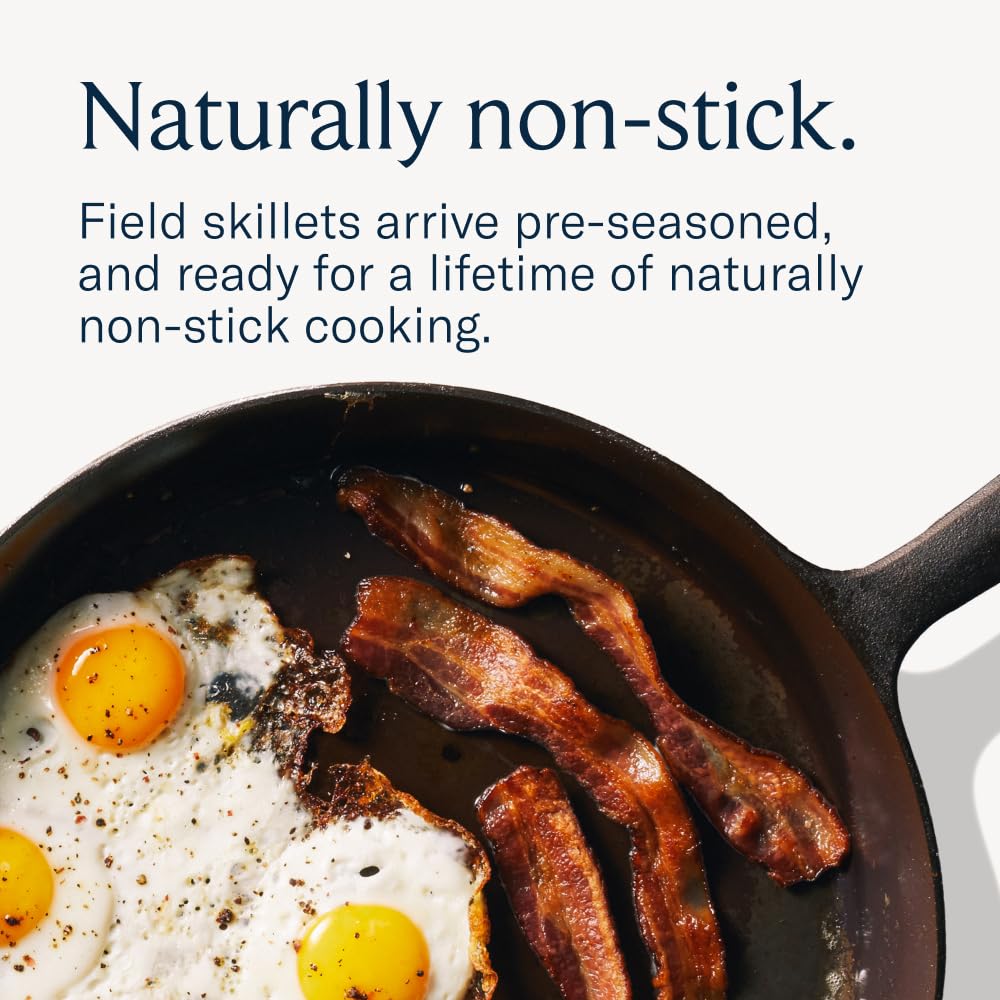Field Company skillet on wooden counter in cozy kitchen
