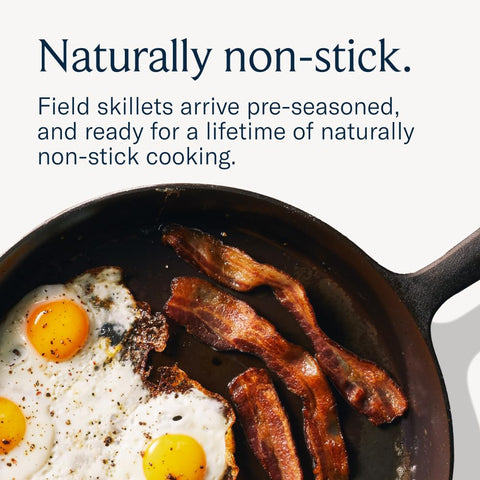Field Company skillet on wooden counter in cozy kitchen