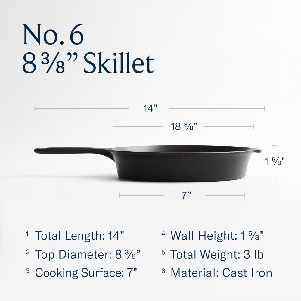 Field Company 8.38-inch skillet on stovetop across cooktops.